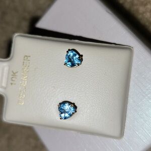 10k blue topaz heart earrings